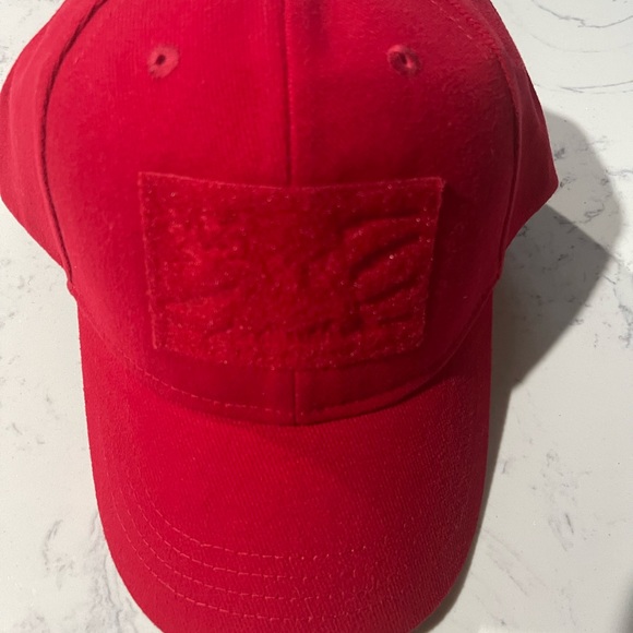 Solid red cap with velcro on front and rear for patches and name tags - Picture 2 of 4